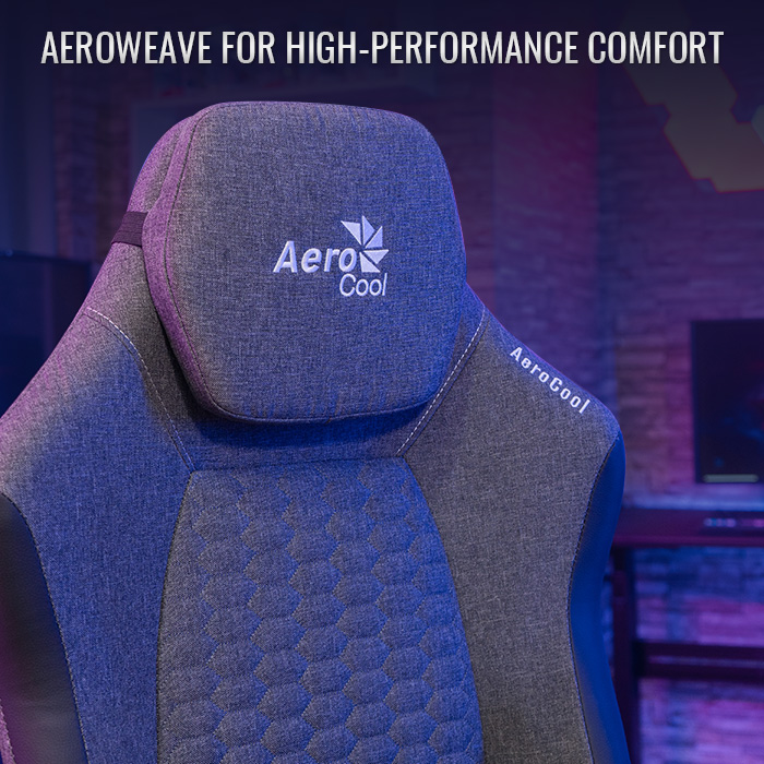 aerocool-crown-aeroweave-gaming-stuhl-schwarz-stoff-atmungsaktiv image 2
